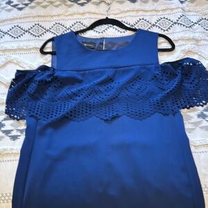 AB Studio Royal Blue Scalloped Mini Dress
